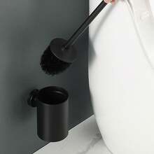 Wall-Mounted And Freestanding Dual-Use Toilet Brush Set With Long Handle For Bathroom Toilet Cleaning, Elevating The Hygiene And Elegance Of Your Bathroom. - màu đen - Xem 4