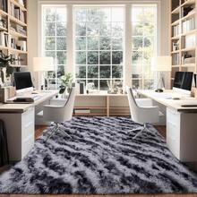 1pc Ultra-Soft, Comfortable And Fluffy Living Room Carpet, Bedroom Indoor Carpet, Fluffy Faux Fur Carpet, Home Decoration, Which Can Be Used In Bedrooms, Living Rooms, Corridors And Other Indoor Areas. - Tie-dyed Stripe Black Grey - 查看 4
