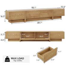 98'' Mid Century Modern TV Stand For Living Room, Bedroom, Wood TV Console With Storage, Entertainment Center With Drawers, Fluted TV Stand & Media Console With Cabinet, White, Natural - Natural Oak - 查看 3
