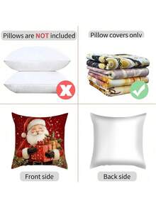 1pc Christmas Decorative Pillow Cover, Santa Claus & Christmas Elements Cushion Cover, Room Decor, Bedroom Decor, Holiday Decor, Party Decor (Pillow Insert Not Included) (Single-Sided Printing) - Multicolor - View 7