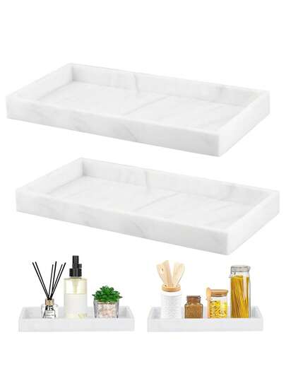 1/2pcs Bathroom Tray, Silicone Tray, Storage Tray, Decorative Tray Rectangle, For Placing Fabrics, Candles, Towels, Cosmetics, Suitable For Bathroom, Dressing Table