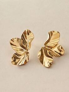 Pendientes de botón con flores Belle, para San Valentín, mamá, madre, Día de la Madre - Oro amarillo - Ver 1