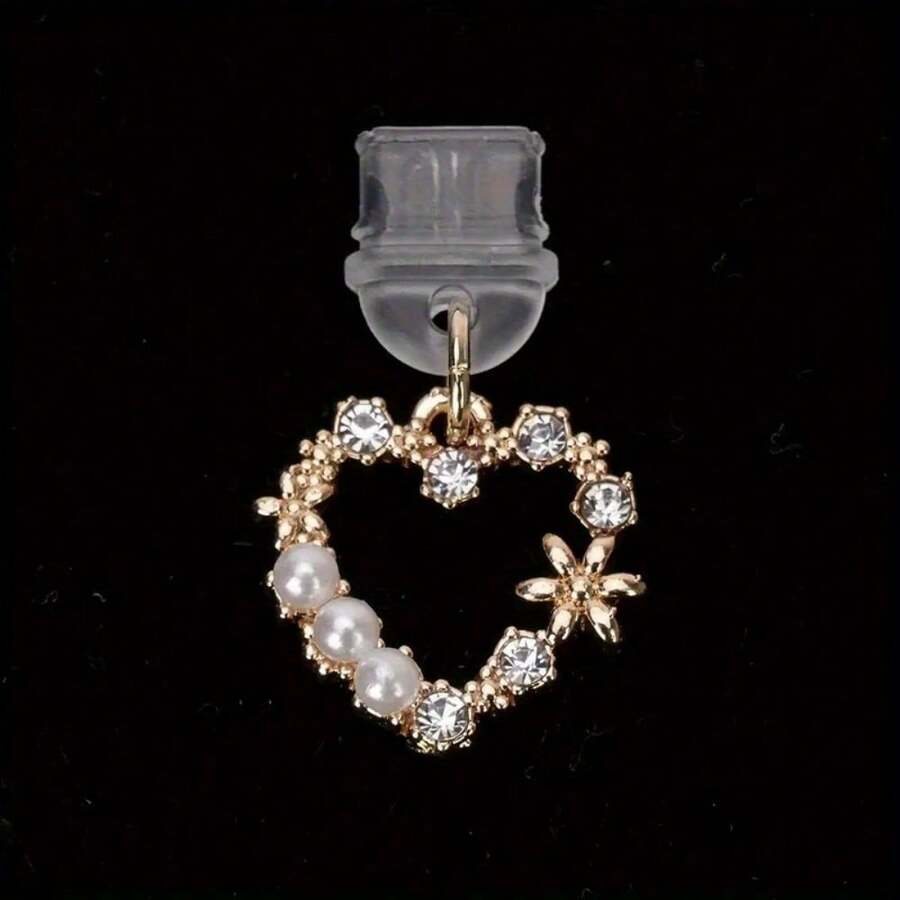 Heart-Shaped Charm Phone Dust Plug | Universally Compatible With IPhone And Type-C Android Phones | Charging Port And Audio Jack Dust Shield | Perfect Gift For Women, Moms, Besties, Friends, And Coworkers | Perfect For Birthdays, Christmas, Valentine's Day, Mother's Day, Graduations, Thanksgiving, Halloween, And More | Fashionable Phone Accessory | Heart-Shaped Design | Premium Dust Protection | Stylish Phone Jewelry Charm