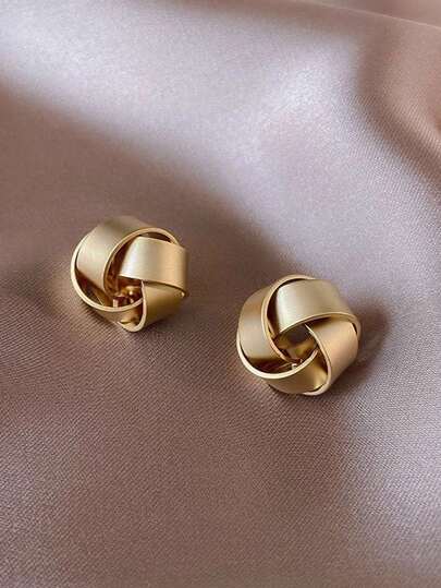 2pcs Maillard Earrings, Beige & Gold Color Earrings For Women, Niche Design, French Retro Elegant Earrings, Warm Color Earrings