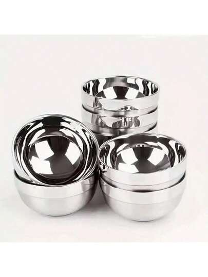 1pc Stainless Steel Shiny Bowls, Japanese Style Soup Bowl, Rice Bowl, Stackable Bowl, Durable And Easy To Clean, Daily Use Dinner Bowls, Food Bowls