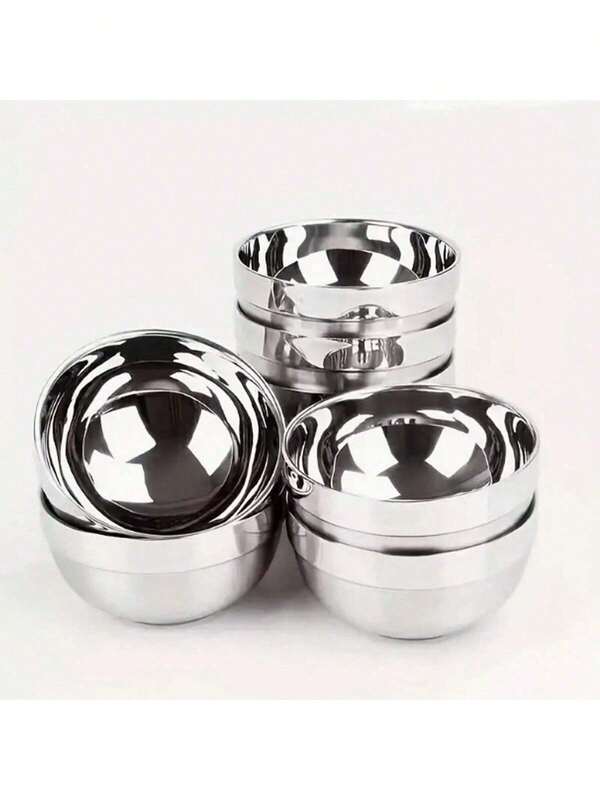 1pc Stainless Steel Shiny Bowls, Japanese Style Soup Bowl, Rice Bowl, Stackable Bowl, Durable And Easy To Clean, Daily Use Dinner Bowls, Food Bowls