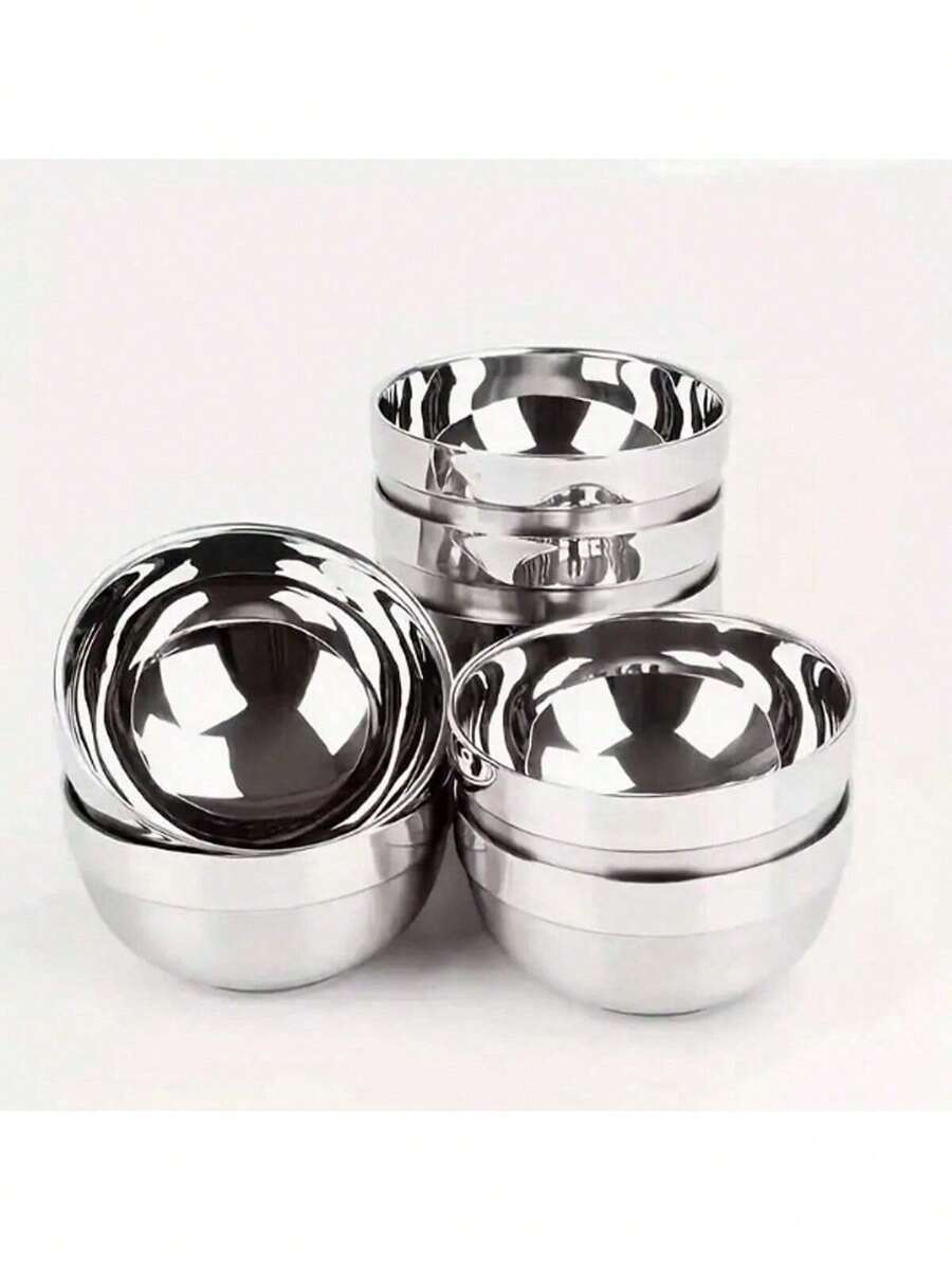 1 pieza Tazón de acero inoxidable brillante, tazón de sopa estilo japonés, tazón de arroz, tazón apilable, duradero y fácil de limpiar, tazones de cena de uso diario, tazones para alimentos