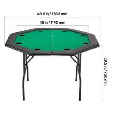 Tavolo da poker pieghevole per 8 giocatori (126 cm), tavolo da gioco da casinò con sponde imbottite e portabicchieri, tavoli da gioco portatili ottagonali con gambe in feltro e metallo, Texas Hold'em Poker - 48" Achteck für 8 Spieler, basso profilo, verde - Visualizzare 10