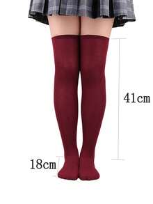 1 đôi tất dài qua đầu gối màu trơn cho nữ, phong cách sinh viên gợi cảm, thoải mái khi mặc hàng ngày, phù hợp cho học sinh, biểu diễn, JK, Y2K, tất ấm áp - Nhiều màu - Xem 6