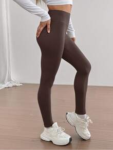 Soyun 女士连体保暖打底裤，采用“蜜桃臀”设计，适合休闲穿着，冬季保暖舒适。 - 咖啡棕 - 查看 14