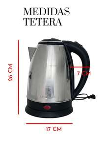 Hervidor eléctrico, para agua caliente, café y té, apagado automático, protección contra ebullición en seco,2 lts, 1000 W, acero inoxidable, tetera electrica. - Plateado - Ver 7
