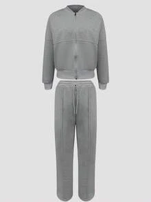 Sodalemon Damen Training Outdoor Gym Set Langarm Reißverschluss Jacken, lose Zugkordel Fitness Hosen, Fleece Athletik Sport Sets