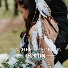 GORTIN Boho Headband Brown Peacock Headbands Hippie Headband Headwear Festival Party Headpiece Women (Type B) - B型 - 查看 3