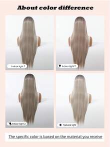 13*4高清蕾丝前假发，150%密度，高品质舒适女士假发，灰色渐变，30英寸中长直发，采用耐热合成纤维制成，适合度假、家庭聚会、角色扮演和日常佩戴。 - 挑染灰色 - 查看 9