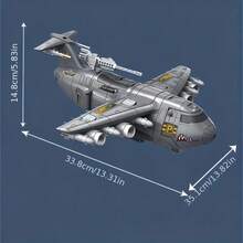 3+ Years Old Kids Airplane Model Toy Set, Transformable Parking Lot With Sliding Track And Mini Cars, Educational Imaginative Play Toy For Boys And Girls - Grey - View 3