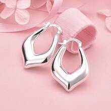 925 Sterling Silver Plated Needle Earrings For Women's Wedding Fashion High Quality Jewelry Smooth Cute Stud