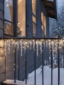 24 件透明冰柱吊坠，水晶般清晰的圣诞树饰品，悬挂式透明水晶亚克力螺旋冰柱吊坠，适用于圣诞壁炉树装饰、圣诞节壁炉架屋檐冬季假期冰雪派对装饰、假日和冬季派对冰锥装饰 - 無色 - 查看 6