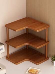 1pc Corner Wooden Desktop Storage Rack, Multi-Layer Storage Rack, Cosmetics Storage Rack Desktop Storage Space, Multi-Layer Can Be Superimposed, Suitable For Kitchen, Living Room, Bedroom - 彩色 - 查看 6