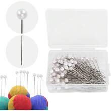 Alfileres de Perlas, Agujas de Localización, Decoración, Suministros de Bolas de Flores, Cabeza de Aguja de Perla, Uds., Alfileres Rectos Redondos - 1 - Ver 2