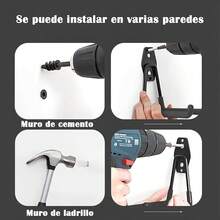 MIYIHA 16 Piezas Ganchos de Garaje,Organizador de Herramientas para Pared, Colgar Bicicletas, Equipo y Utensilios,Solución de Almacenamiento para Garage y Taller (negro) - Negro - Ver 5