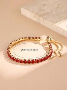 Rhinestone Decor Bracelet - 紅色 - 查看 4