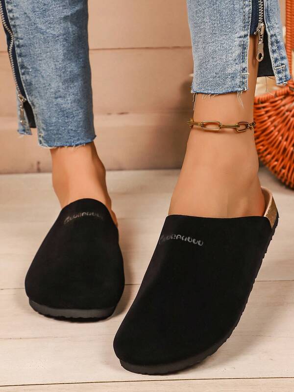 2025 Herbst Neue Minimalistische Flammen Muster Mule Slip-On Loafers Rückenfreie Flache Schuhe für Frauen