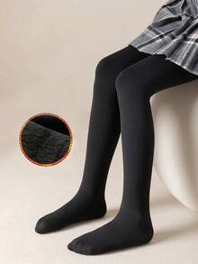 1 Peça Calça Legging Infantil com Forro Térmico Grosso, Quente para Outono/Inverno - Damasco - Visão 14