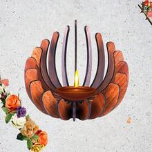 1 peça de suporte de vela de lótus feito à mão (velas não incluídas), lótus de madeira Deepam Kundulu, peça de arte artesanal para decoração de ambiente, suporte de vela para decoração de casa, suporte de vela em formato de lótus, decoração de cera elegante adequada para casamento, casa, Natal, Dia das Mães - não requer pilhas, decoração minimalista moderna, artesanato, adequado para todas as estações - Multicolorido - Ver 11