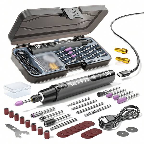 39pcs USB Electric Polishing Machine Tool Set, Linear Polishing Machine, Car Polishing Machine, Electric Angular Grinding Machine, Cordless Drill Bit, Can Be Charged And Used At The Same Time, Used For DIY Jewelry Grinding Pen Electric Tool Set