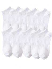 20 đôi tất thể thao nam màu đen, trắng, xám, tất cổ ngắn, thoáng khí, thấm hút mồ hôi, thích hợp cho tennis, cầu lông, chạy bộ, bóng rổ, màu trơn cổ điển, tối giản và đa năng. - Nhiều màu - Xem 9