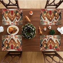 4 buc Crăciun turtă dulce casă Placemats Crăciun Placemats rezistente la căldură decorative masă covorașe bucătărie acasă masă