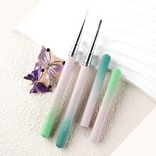New Wholesale Design Long Grid Brush Long Line Brush Cleaning Polish Dust Acrylic Art Nail Brush Sets 3d Uv Gel French