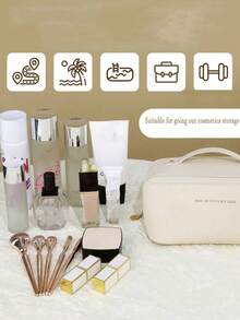 1 pieza Bolsa de maquillaje impermeable de cuero PU, bolsa de almacenamiento de cosméticos, bolsa de aseo portátil, bolsa de almacenamiento multifuncional para viajes, bolsa de cuidado de la piel, bolsa de aseo de gran capacidad, bolsa de viaje multifuncional para mujer, bolsa de aseo, organización y almacenamiento de cosméticos, organización y almacenamiento de baño, artículos esenciales para viajes, artículos esenciales para cruceros, accesorios de viaje, almacenamiento de baño, almacenamiento de joyas, almacenamiento de lápiz labial, almacenamiento de esmalte de uñas, regalo de Pascua, regalo de dama de honor - Multicolor - Ver 8