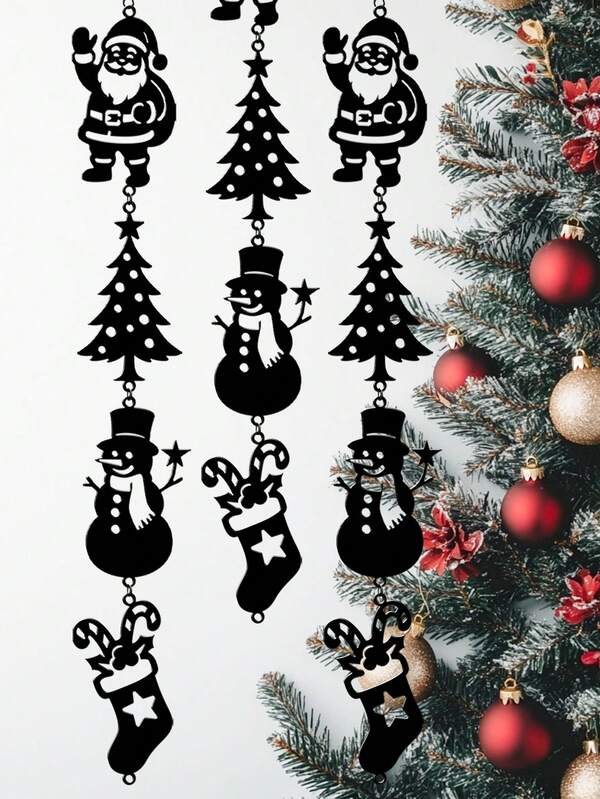 1 peça/3 peças de enfeites decorativos de metal para pendurar em Natal, Papai Noel, árvore de Natal, boneco de neve, decoração para pendurar em meias de Natal, enfeites grandes para árvore de Natal, estatuetas de Natal, bengala de doces, decorações de Natal para áreas internas e externas