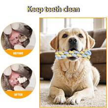 Conjunto de 7 peças de cordas de mastigação para cães amarelos brilhantes – nós trançados de alta visibilidade para cães de pequeno a médio porte, cor otimizada para visão canina, brinquedos duráveis para puxar e dentição para filhotes