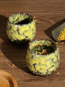 1 pièce Tasse à thé Gongfu en céramique cuite au four, petite tasse à thé en forme d'œuf, convient pour l'extérieur, les banquets, les cadeaux, le jardin