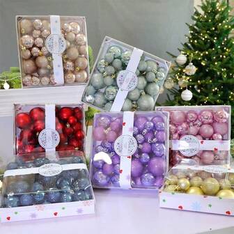 44pcs 3/4/5cm Christmas Party Decorative Balls, Christmas Hanging Balls, Christmas Ornaments, Plastic Balls, Painted Balls, Hanging Decorative Balls, Christmas Decorations, Suitable For Christmas Tree Decor, Home Decor, Outdoor Decor, Room Decor, Bedroom Decor, New Year Decor, Christmas Decorations, Holiday Party Decor, Christmas Party Supplies, Christmas Themed Festive Hanging Ornaments, Event Party Gifts, Christmas Ball Gift Set, Happy New Year, Gifts For Friends And Family Winter Christmas Decorations Home Christmas Gifts Christmas Decor