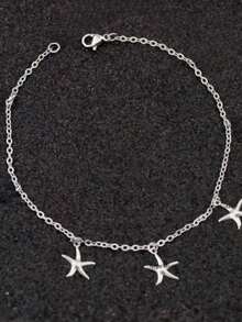 Tornozeleira Estrela Mar Pontos Luz Pedrinhas Zirconia Olho