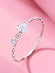 1 件优雅水钻装饰手镯，适合青少年和正式活动的时尚珠宝