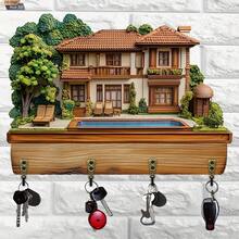 Key Hanger Wall Mount Colorful 2D Flat Villa Pattern Key Hooks For Wall Home Kitchen Office And More - Nhiều màu - Xem 3