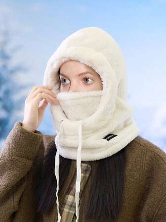 情侣款双色骑行围脖及帽子套装，保暖内衬，防风，冬季适用