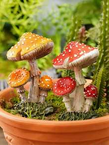 1件红色蘑菇树脂花园装饰，这款栩栩如生的蘑菇装饰为童话花园、花盆或户外景观增添了一抹奇思妙想。非常适合在庭院和阳台营造神奇的森林氛围。 - 彩色 - 查看 3