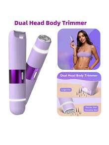 女士比基尼修剪器，电动剃须刀，双头两用型毛发修剪器，IPX7级防水，干湿两用，女士电动剃毛器，适用于腿部和腋下，可拆卸刀头，电池容量400mAh