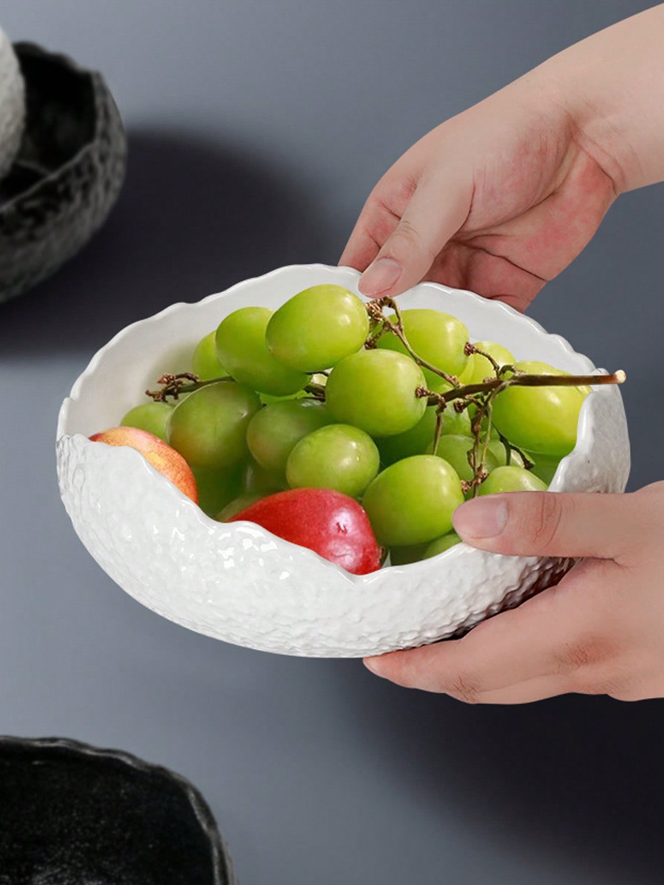 1 قطعة طبق خزفي عميق غير متماثل، طبق سلطة، طبق أطب...