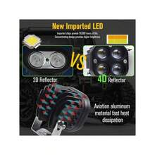 2 Pieces LED Headlights, 80W Boost Auxiliary Fog Lights, Two-Color Three-Light Mode, Suitable For Motorcycles And Cars. - Black - View 5