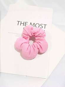 Girls' Dopamine Color Satin 3D Elegant Sponge Flower Hair Ties,Oversized Curly Hair Ties,Chic Bun Holder,Daily Hair Accessories Scrunchies