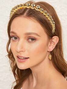 1pc Gold/Silver Small Ball Headband, Fashionable, Elegant, Versatile Hair Accessory For Casual, Work, Party, Holiday, Gift ,Hair Hair Hoop