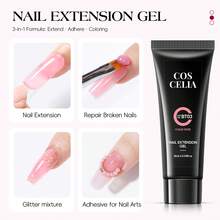 coscelia 11pcs/Set 16ml Pink Extension Gel & Slip Liquid Kit, Includes Base Coat, Top Coat, Nail UV/LED Lamp, DIY Nail Art Supplies, Salon Gift For Women - Multicolor - View 4