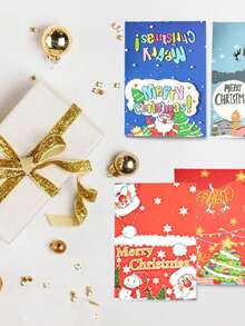 12/24/36张圣诞贺卡儿童迷你圣诞祝福贺卡信封新年明信片礼品卡圣诞派对 - 彩色 - 查看 10