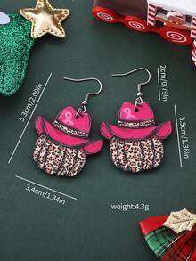 1 Pair Vintage Pumpkin & Leopard Print Wooden Double-Sided Pendant Earrings, Suitable For Autumn, Thanksgiving, Breast Cancer Awareness, Harvest Festival, Thanksgiving Party, Gift